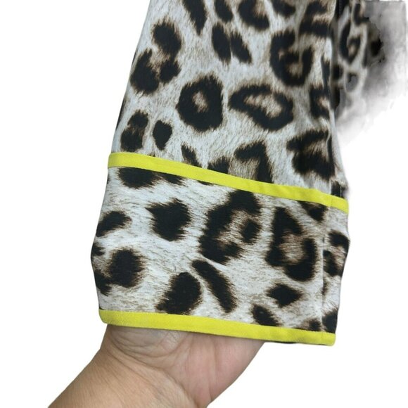 Equipment Dalton Leopard Print Tunic Women’s V-Neck Long Sleeve Yellow Trim Smal - Picture 5 of 11